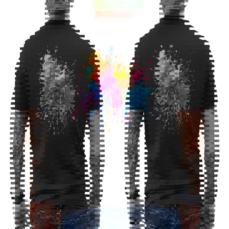インク ペンキ 飛び散り レインボープリント カラフル イラスト メンズTシャツ バックプリント