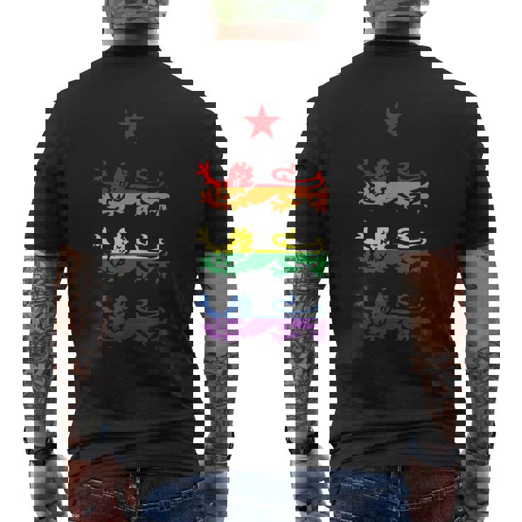 イングランド スリーレインボー プライド 紋章ライオンズ サッカー フットボール メンズTシャツ バックプリント