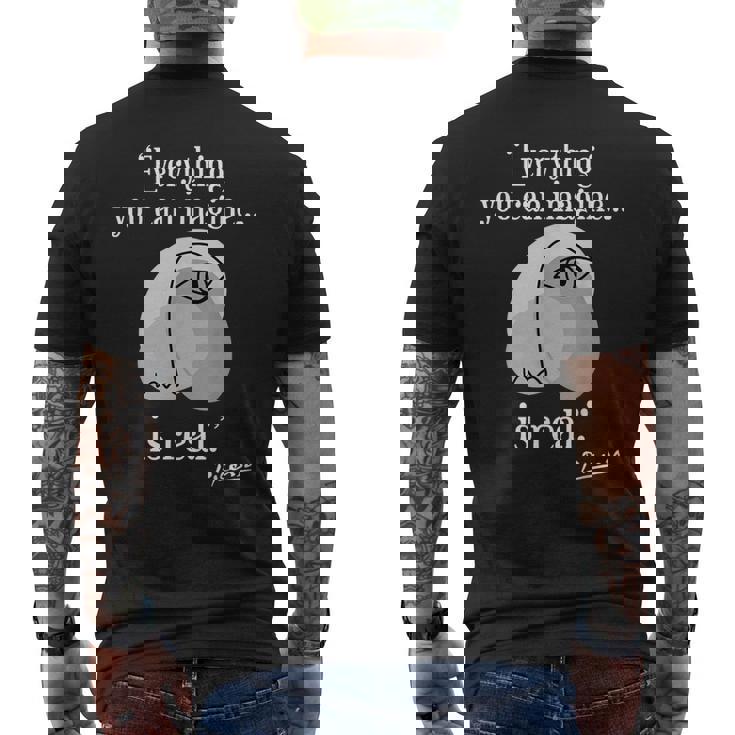 インスピレーションを与える引用句 パブロ・ピカソ メンズTシャツ バックプリント