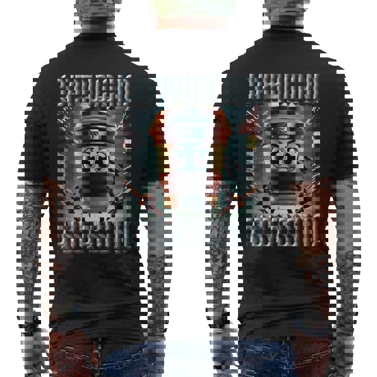 インターネット 陽気なミーム Aiキャラクター カプチーノ アサシーノ メンズTシャツ バックプリント