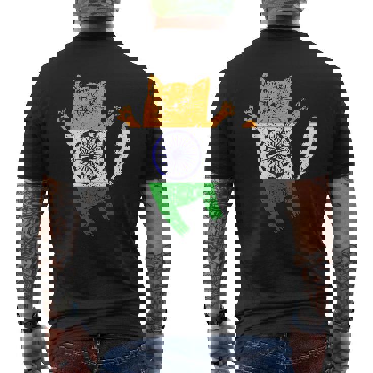 インド国旗 インド猫 メンズTシャツ バックプリント