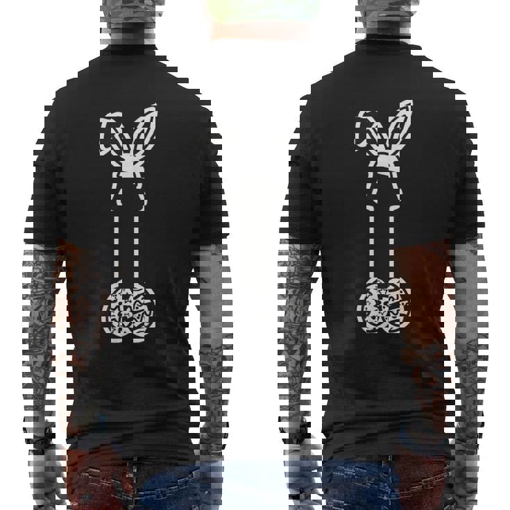 イースターエッグ付きの面白いイースターペニスウサギの耳。 メンズTシャツ バックプリント