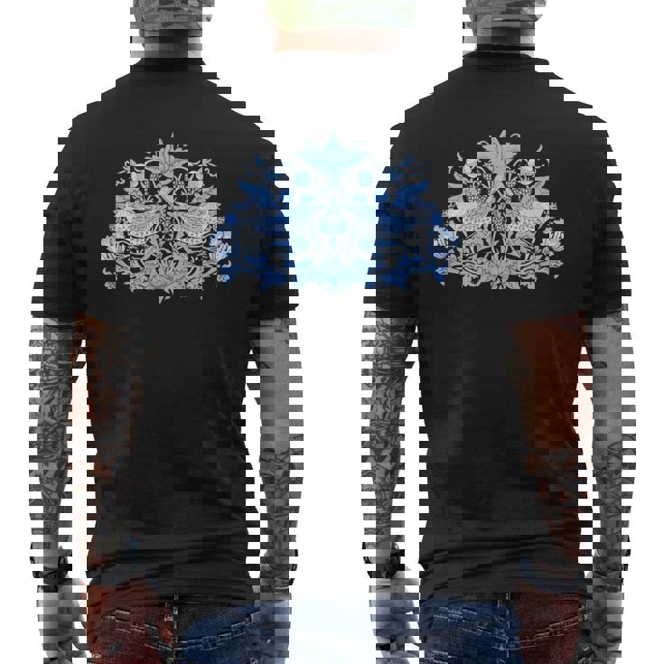 ウィリアム・モリス ストロベリー泥棒 鳥 ブルー メンズTシャツ バックプリント
