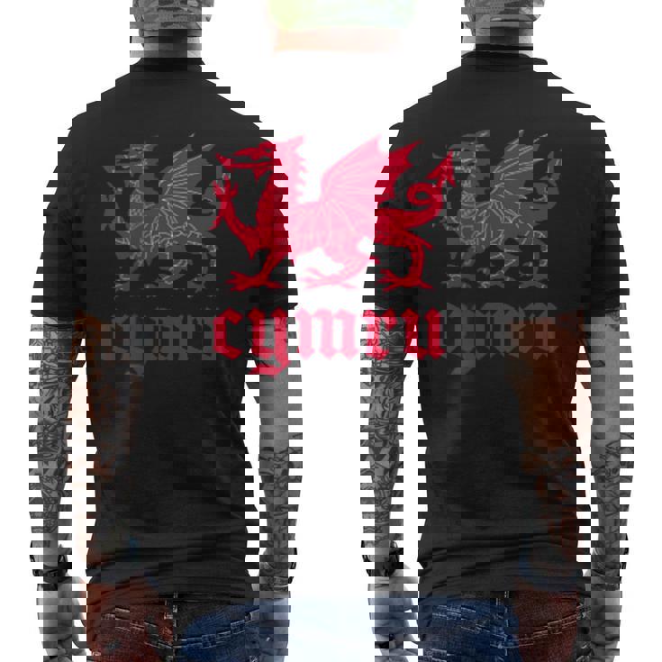 ウェールズ・ウェールズ・ウェールズ・シムレーグ・レッド・ウェールズ・ドラゴン メンズTシャツ バックプリント