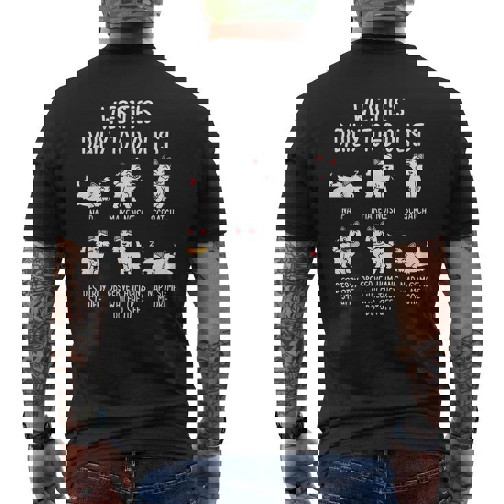 ウエスト・ハイランド・ホワイト・テリア・ウェスティ毎日のやることリスト犬 メンズTシャツ バックプリント