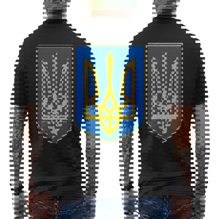 ウクライナの国章、ウクライナトリズブ、ウクライナトライデント メンズTシャツ バックプリント