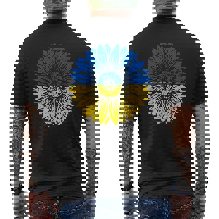 ウクライナの平和ひまわり苦しめられた青と黄色 メンズTシャツ バックプリント