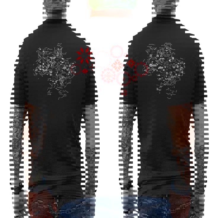 ウクライナ地図 ヴィシバンカ風 Ua刺繍 メンズTシャツ バックプリント