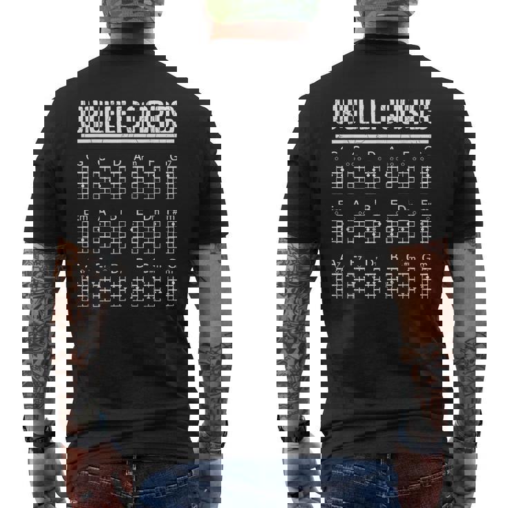 ウクレレコード 面白いプレーヤー 音楽好き ミュージシャン グラフィック メンズTシャツ バックプリント