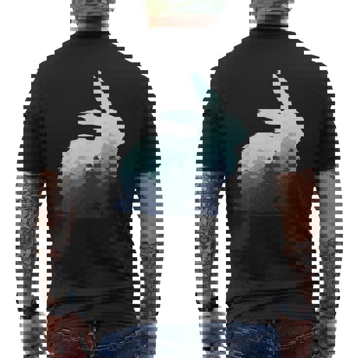 ウサギ バニー 野ウサギ 動物 野生 芸術的 グラフィック 自然 メンズTシャツ バックプリント