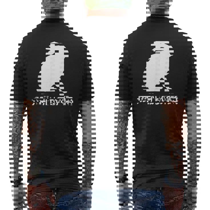 ウサギがいるので帰る おもしろ ウサギ 兎 メンズTシャツ バックプリント