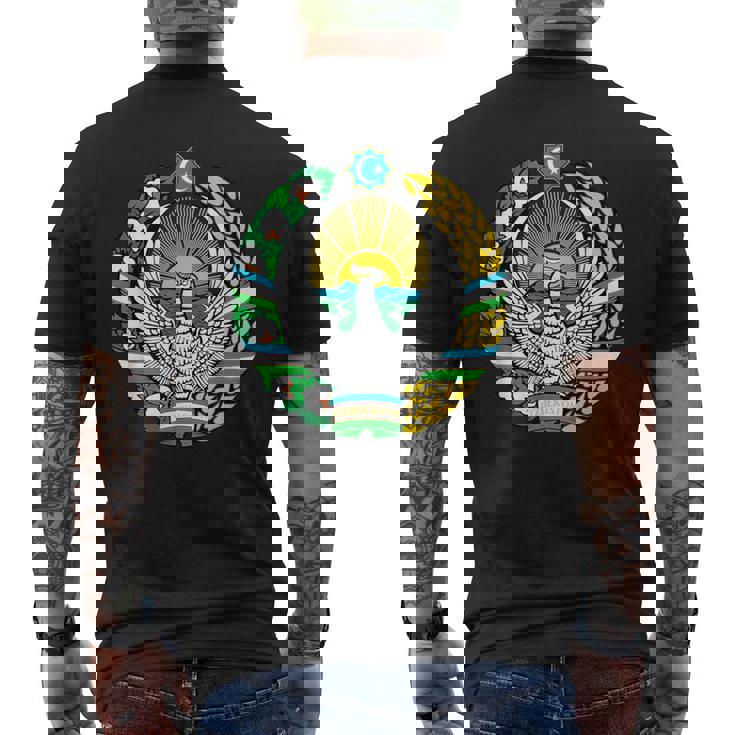 ウズベキスタン 紋章 旗 ウズベキスタン メンズTシャツ バックプリント