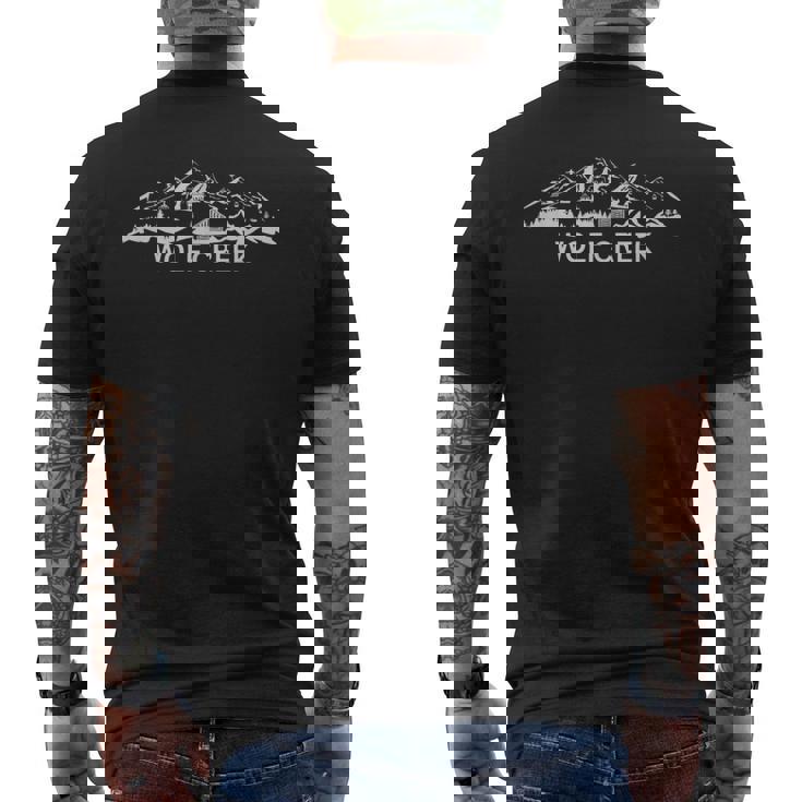 ウルフクリーク コロラド スキー リゾート マウンテン シルエット メンズTシャツ バックプリント