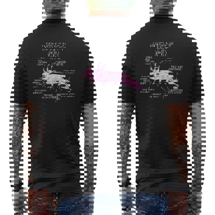 ウーパールートル メキシコミズサンショウウオ ウーパールーパーの解剖学 メンズTシャツ バックプリント