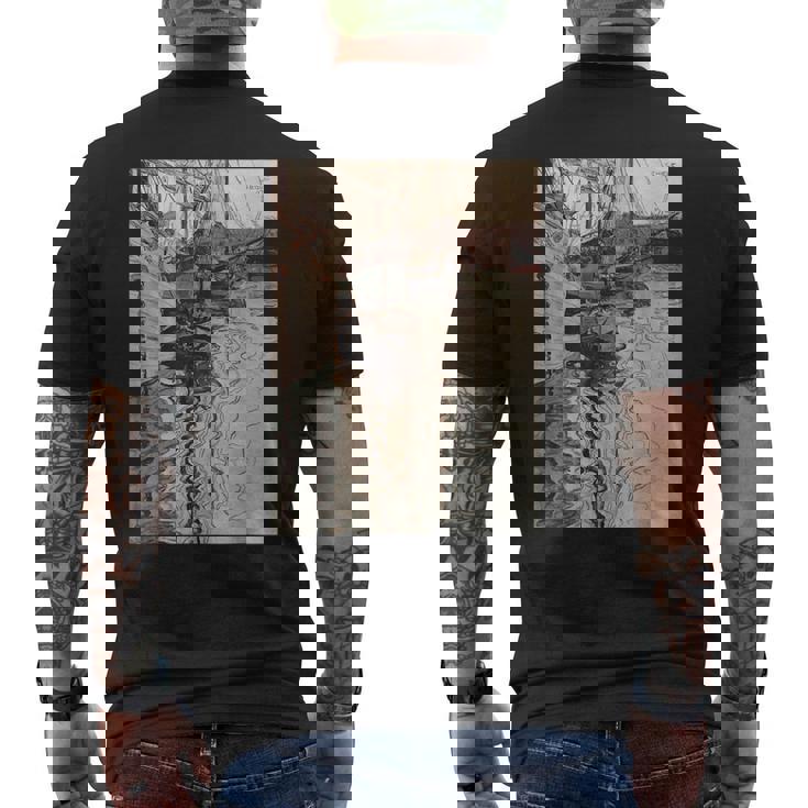 エゴン・シーレ作「トリエステの港」1907 メンズTシャツ バックプリント