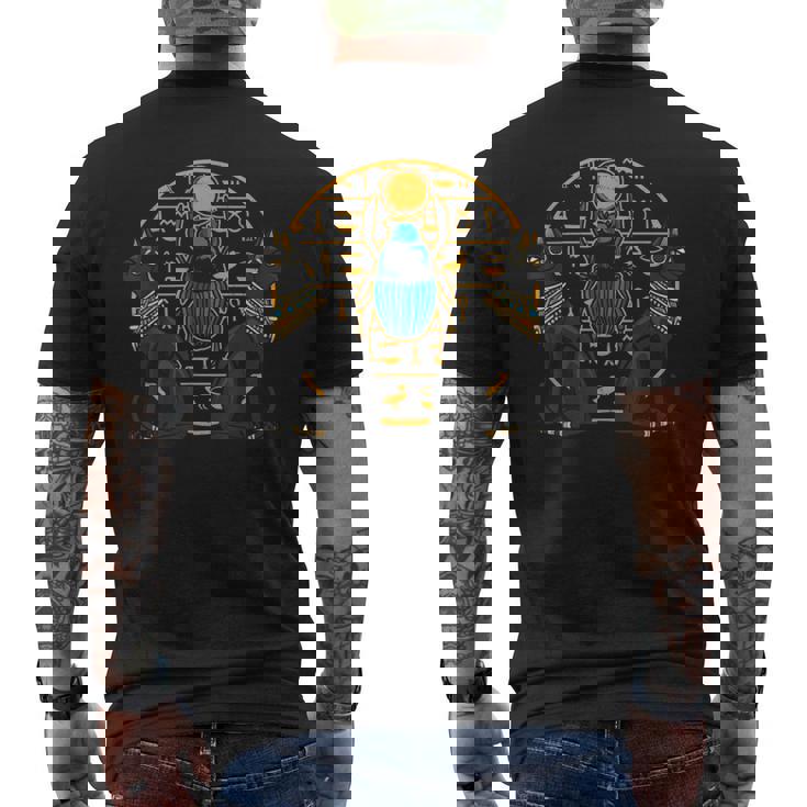 エジプト バステト 猫 スカラベ エジプトの歴史 メンズTシャツ バックプリント