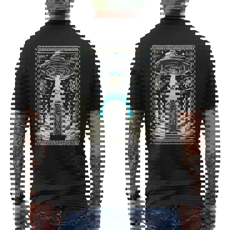 エジプトufoと柱のスターゲート Egypt Ufo Openingtargate メンズTシャツ バックプリント