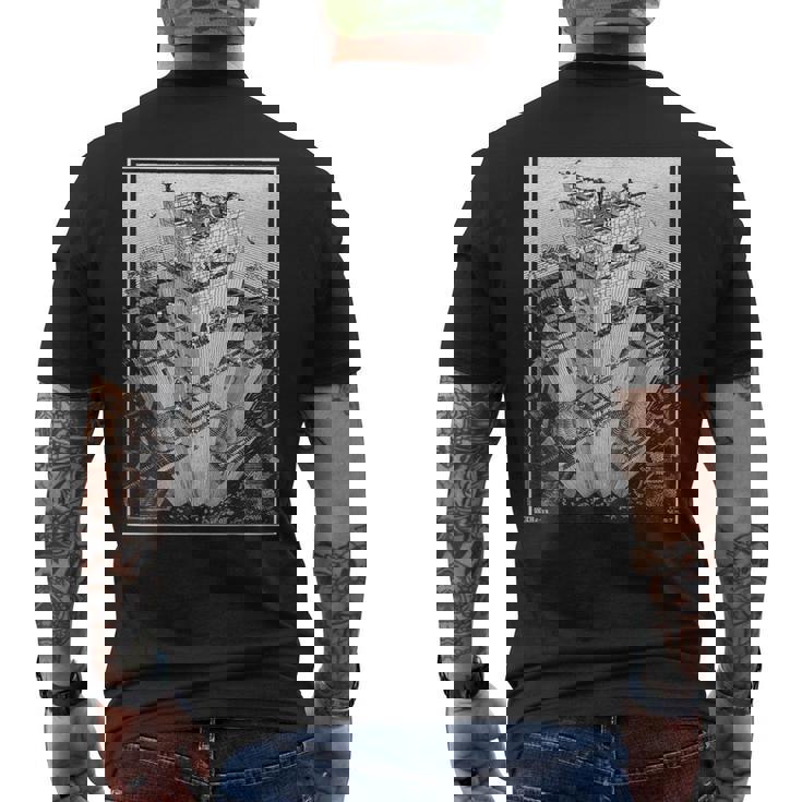 エッシャーのバベルの塔 メンズTシャツ バックプリント