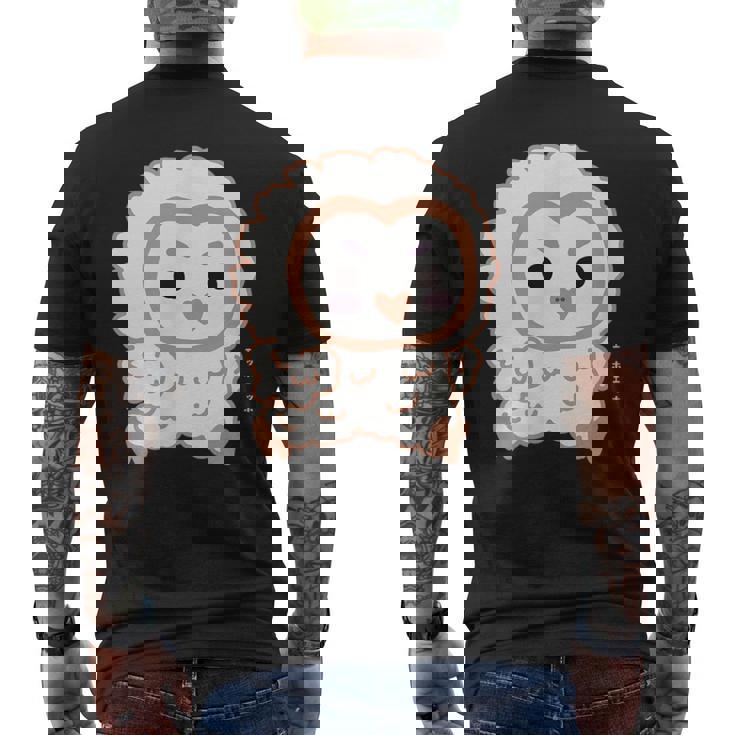 エッホエッホ 一生懸命に走るフクロウの赤ちゃん イラスト メンズTシャツ バックプリント