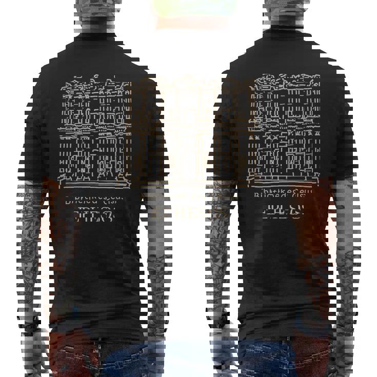 エフェソス、セルチュク、トルコ ケルスス図書館の図面 メンズTシャツ バックプリント