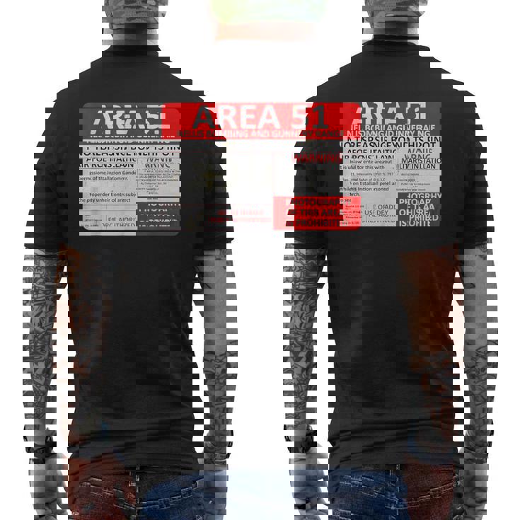 エリア51 フェイクミリタリーサイン メンズTシャツ バックプリント