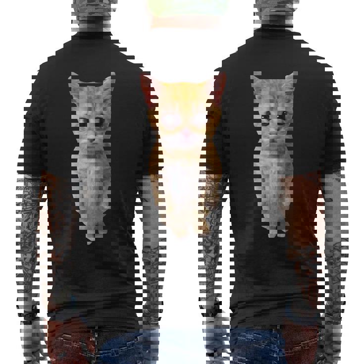 エルガト ミーム 悲しい泣き猫 マンチキン キティ ミーム トレンディ メンズTシャツ バックプリント