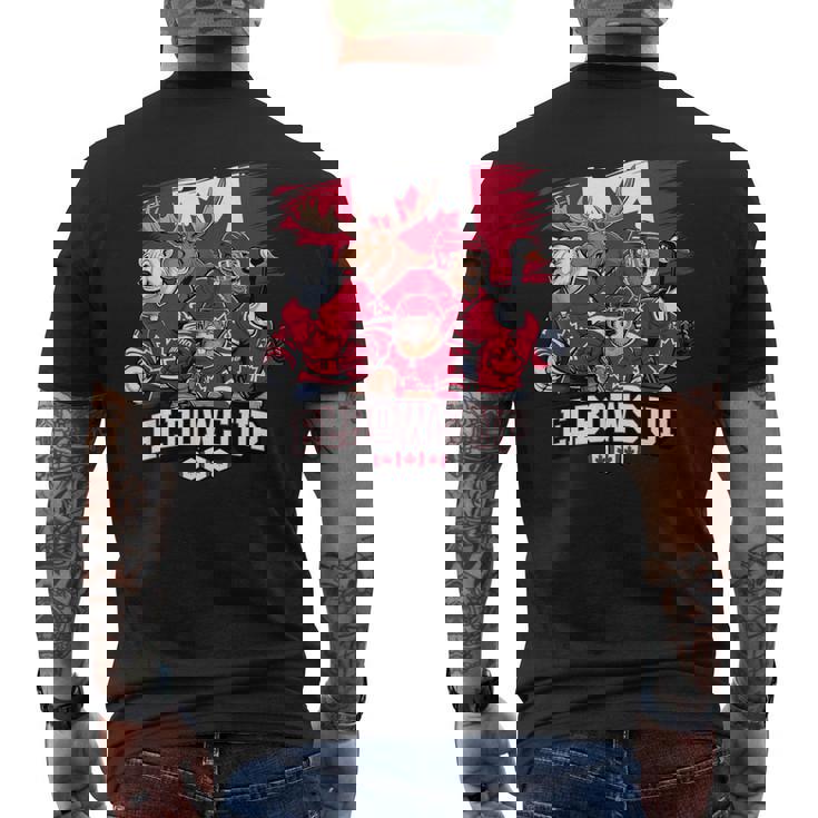 エルボーアップ カナダ カナディアン ビーバー ヘラジカ ホッケーチーム メープルリーフ メンズTシャツ バックプリント