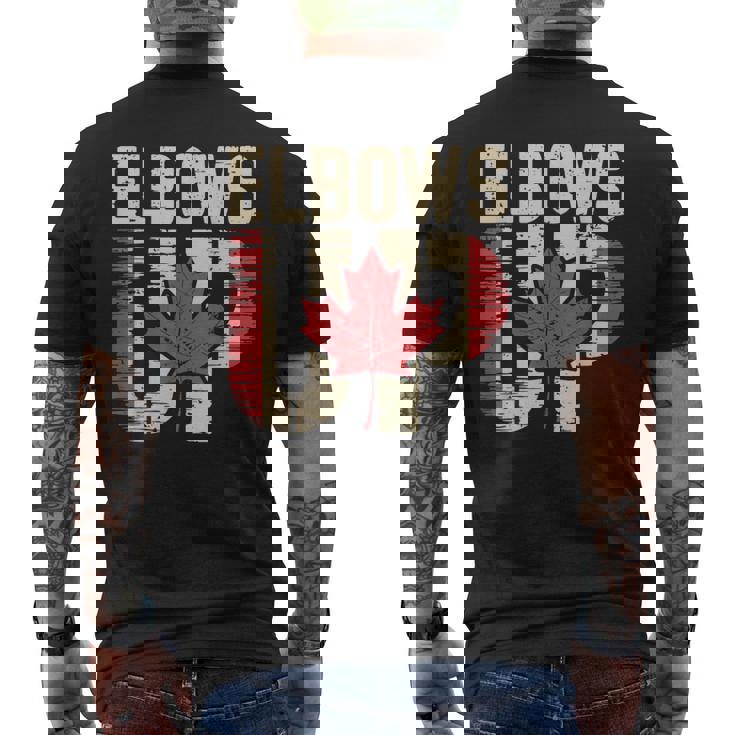 エルボーズアップ カナダ カナダ国旗 プライド 北 強い メープルリーフ メンズTシャツ バックプリント