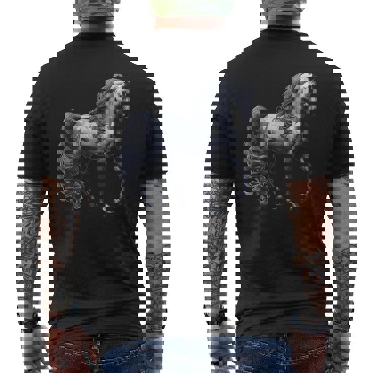 エレガントなアラビア馬のデザイン、馬好きに最適です。 メンズTシャツ バックプリント