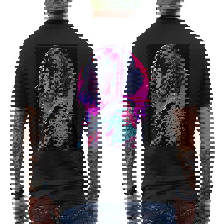 エレガントな芸者 日本の美デザインへのオマージュ メンズTシャツ バックプリント