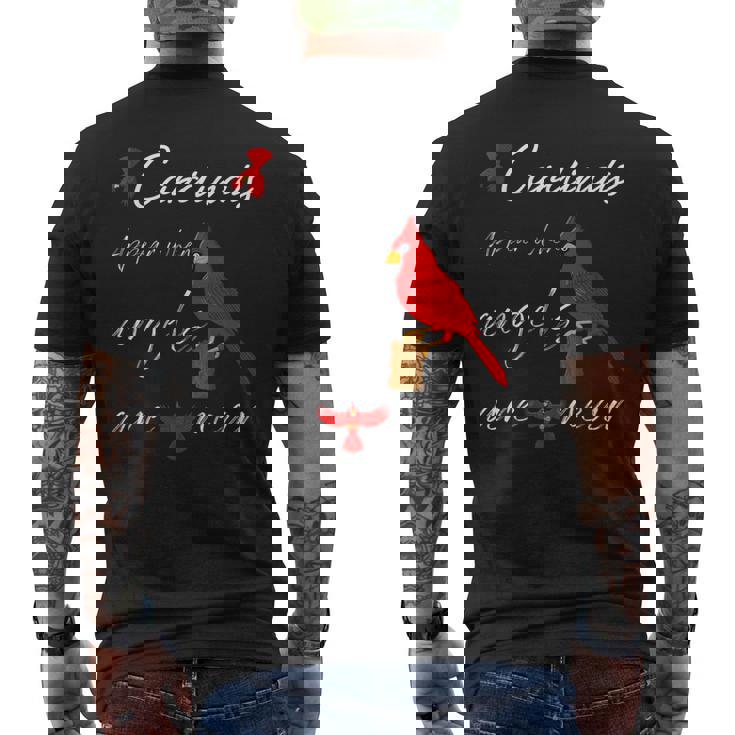 エンジェルが近くにいるとカーディナルが現れる メンズTシャツ バックプリント