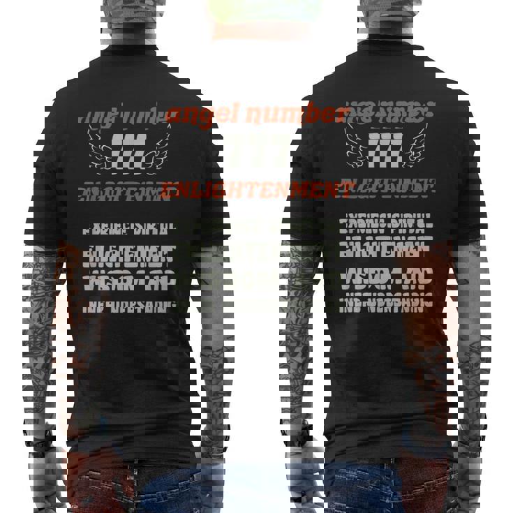 エンジェルナンバー777エンライトメント数秘術パーソナルナンバー777 メンズTシャツ バックプリント