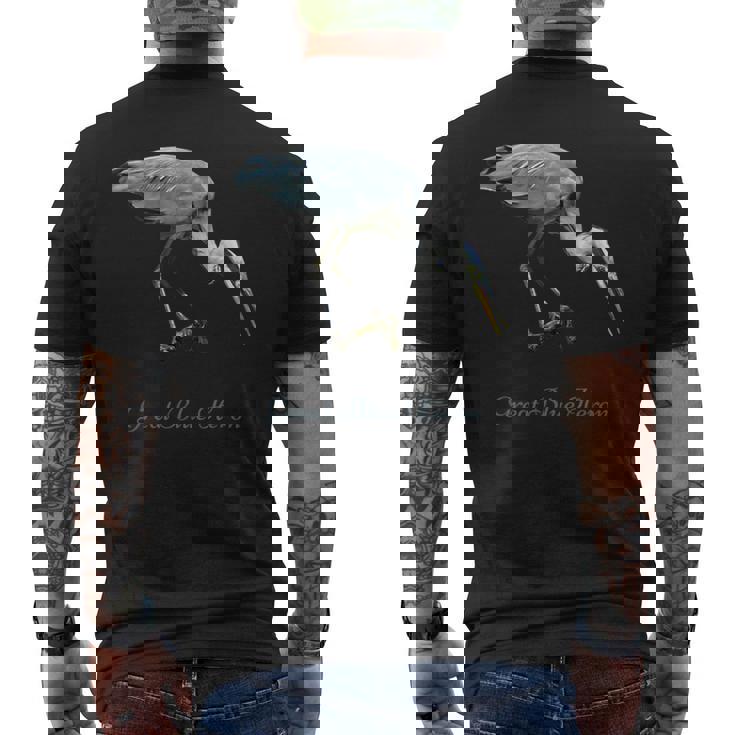 オオアオサギ 鳥類学 メンズTシャツ バックプリント