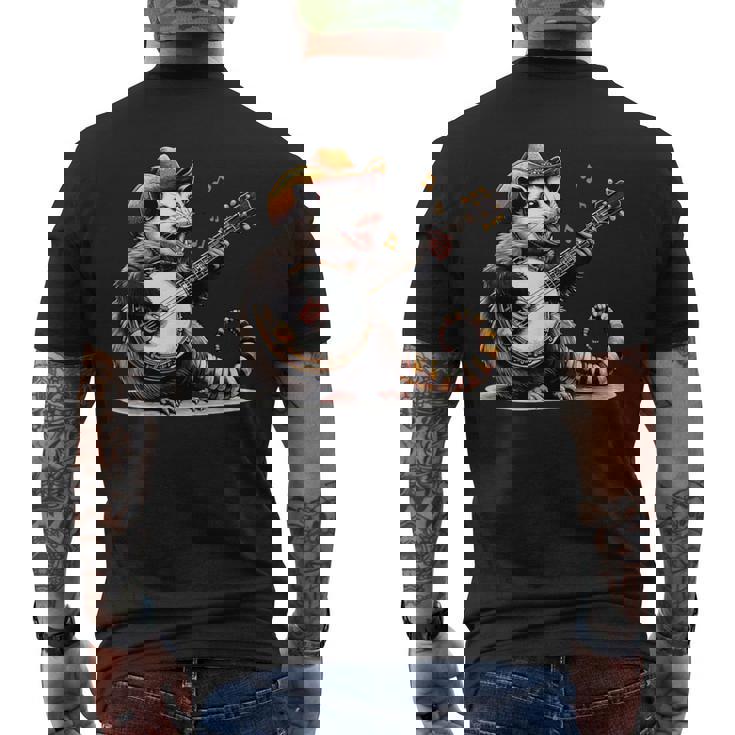 オポッサム演奏 バンジョー ギター 面白い ポッサムハット ゴミ オポッサム メンズTシャツ バックプリント
