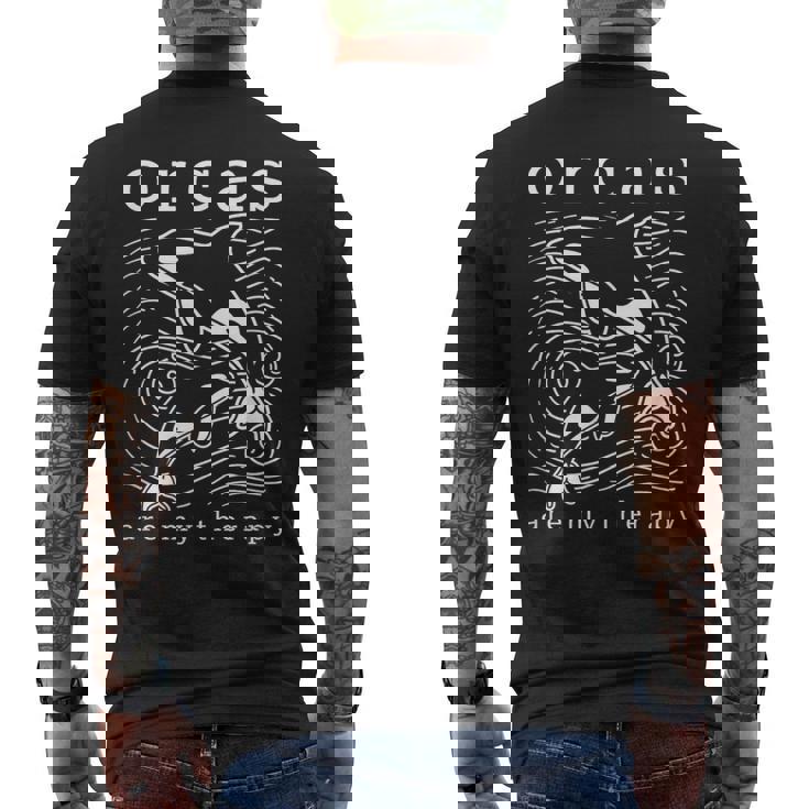 オルカのセラピー キュートなクジラ 面白い言葉 メンズTシャツ バックプリント