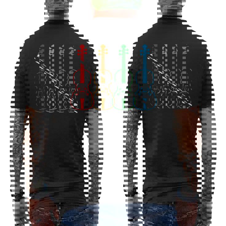 オーケストラ ヴァイオリン 奏者 音楽 ヴィンテージ 楽器 バイオリン メンズTシャツ バックプリント
