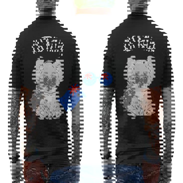 オーストラリアの国旗がかわいいコアラ メンズTシャツ バックプリント