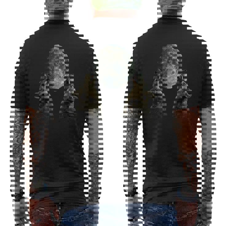 オーストラリアン・キャトル・ドッグ ハウリング・ムーン メンズTシャツ バックプリント