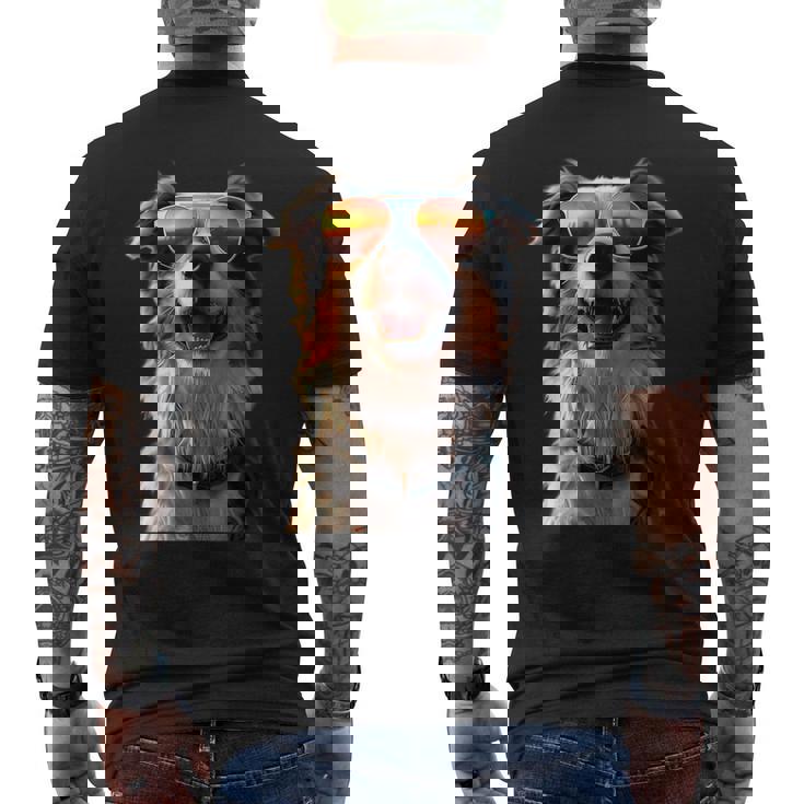 オーストラリアン・シェパード＆サングラス 愛犬家 シェパード メンズTシャツ バックプリント