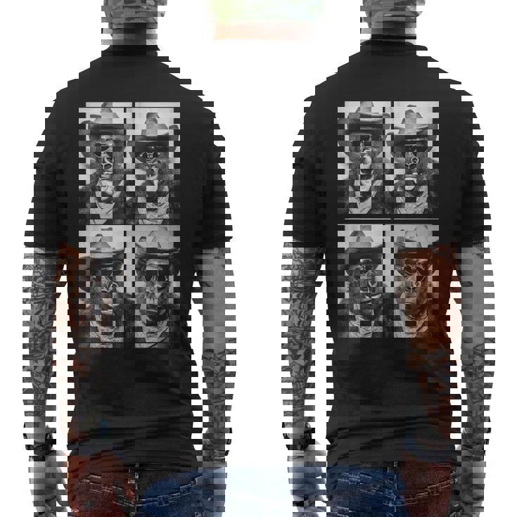 カウボーイ ゴリラ サングラス付き 動物 写真 ブース ウエスタン メンズTシャツ バックプリント