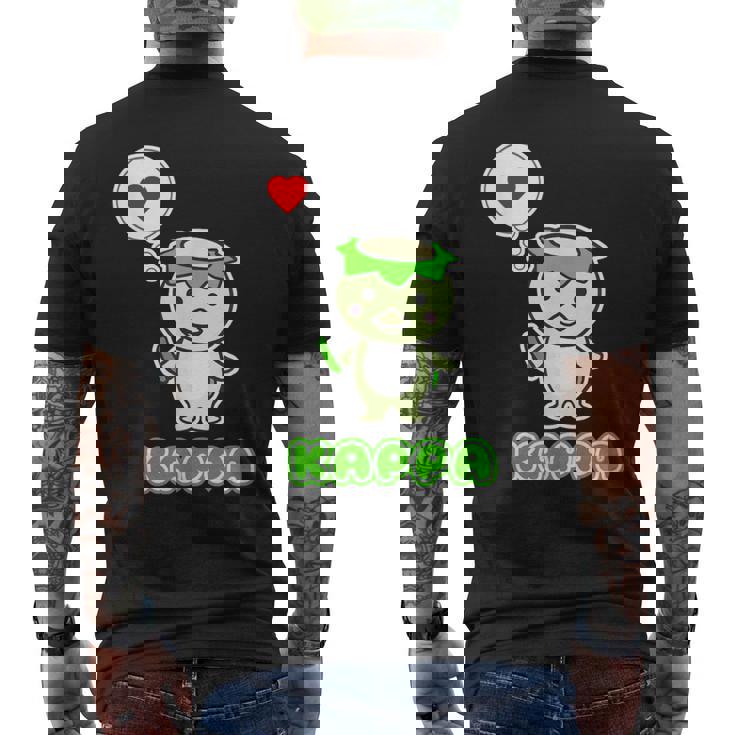 カッパくん『ハート』河童【どうぶつフレンズ】妖怪 ゆるくて かわいい キャラクター イラスト メンズTシャツ バックプリント