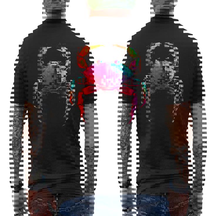 カニ カラフル 幾何学 動物 アート グラフィック モチーフ カニ メンズTシャツ バックプリント