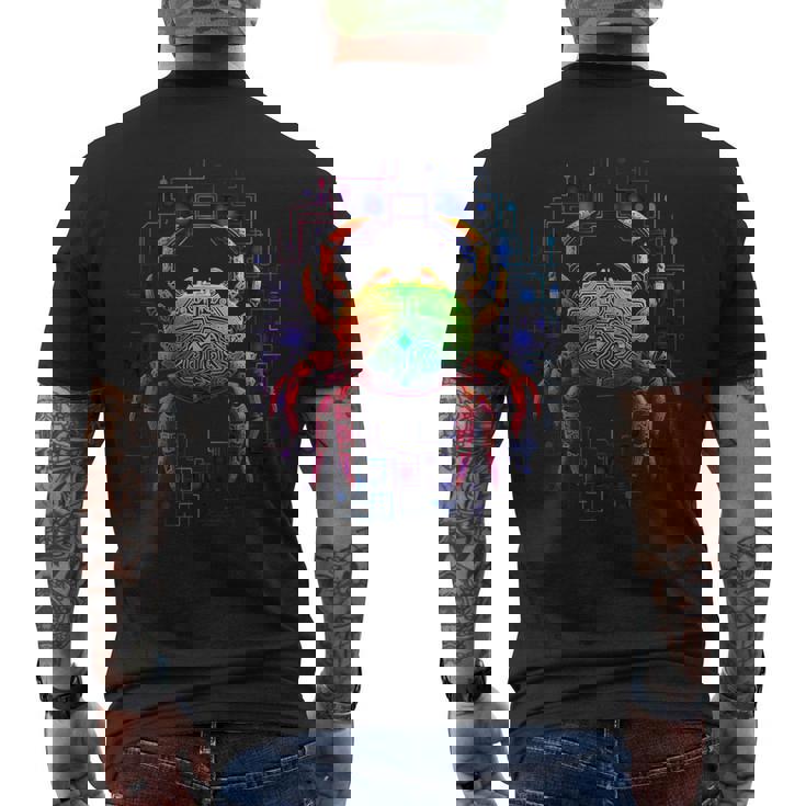 カニ曼荼羅動物モチーフアートカニ メンズTシャツ バックプリント