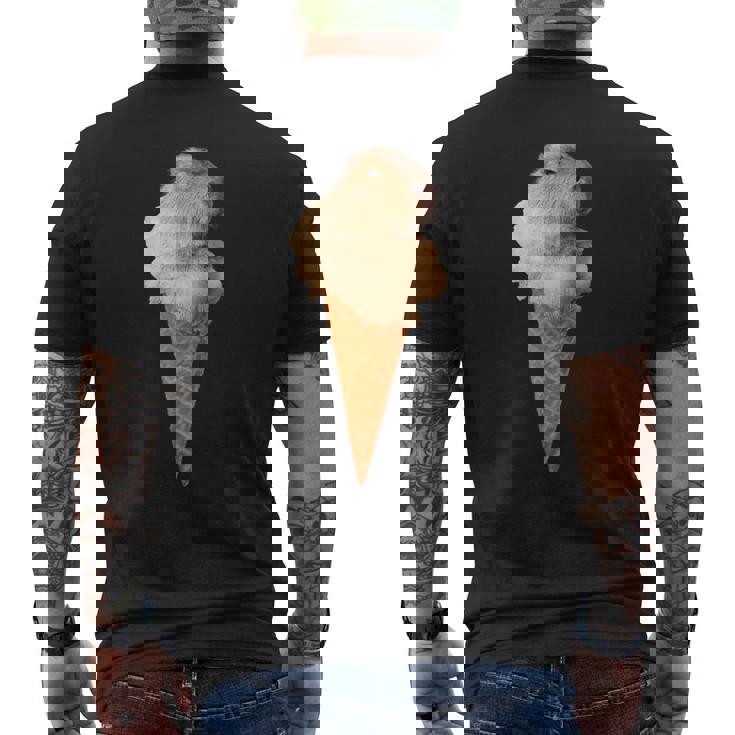 カピバラ アイスクリーム コーン おもしろ かわいい メンズTシャツ バックプリント