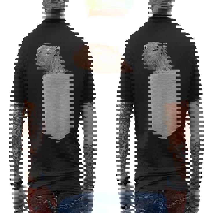 カピバラ フェイク ポケット カピバラ げっ歯類 げっ歯類 アニマル ノベルティ メンズTシャツ バックプリント