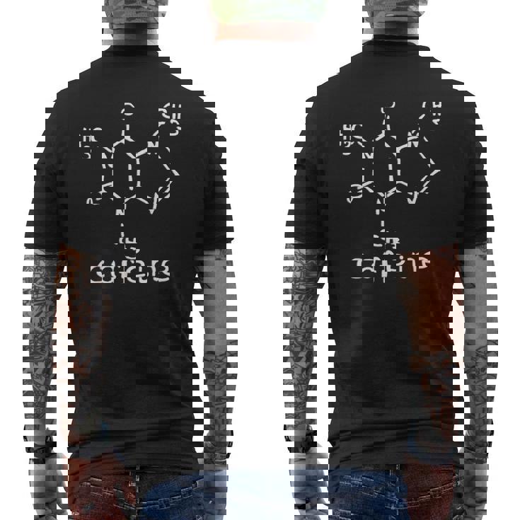 カフェイン分子 コーヒー カフェイン 化学構造 フォーミュラ ギフト メンズTシャツ バックプリント