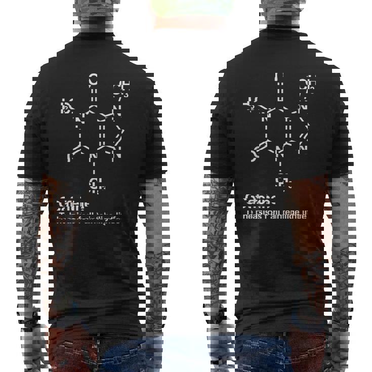 カフェイン分子化学カップ コーヒー メンズTシャツ バックプリント