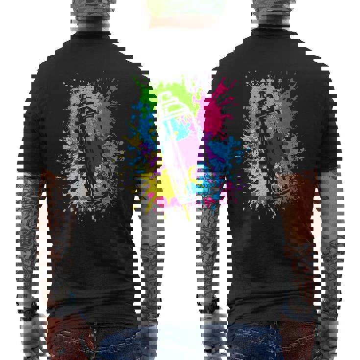 カラフル グラフィティグラフィックスプレーペンキの缶ストリートアートアーティスト メンズTシャツ バックプリント