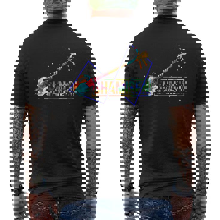 カラフル 三味線 三味線 三味線 三元楽器 メンズTシャツ バックプリント