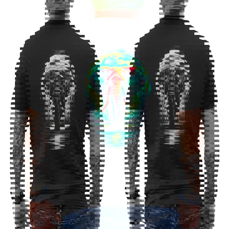 カラフル 象 精霊 動物 かっこいい イラスト アート メンズTシャツ バックプリント